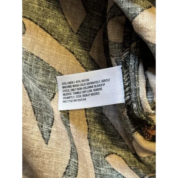 A New Day Linen Blend‎ Blouse Top Size XL Floral Short Sleeve Button *Like New* - Picture 8 of 9